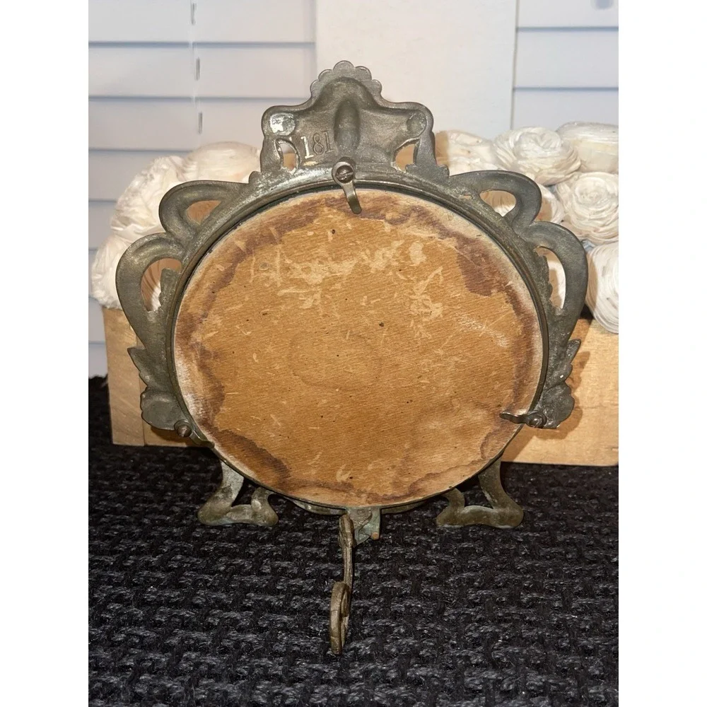 Antique Art‎ Nouveau Mirror Decorative Arts Cast Iron Gold Dresser Countertop